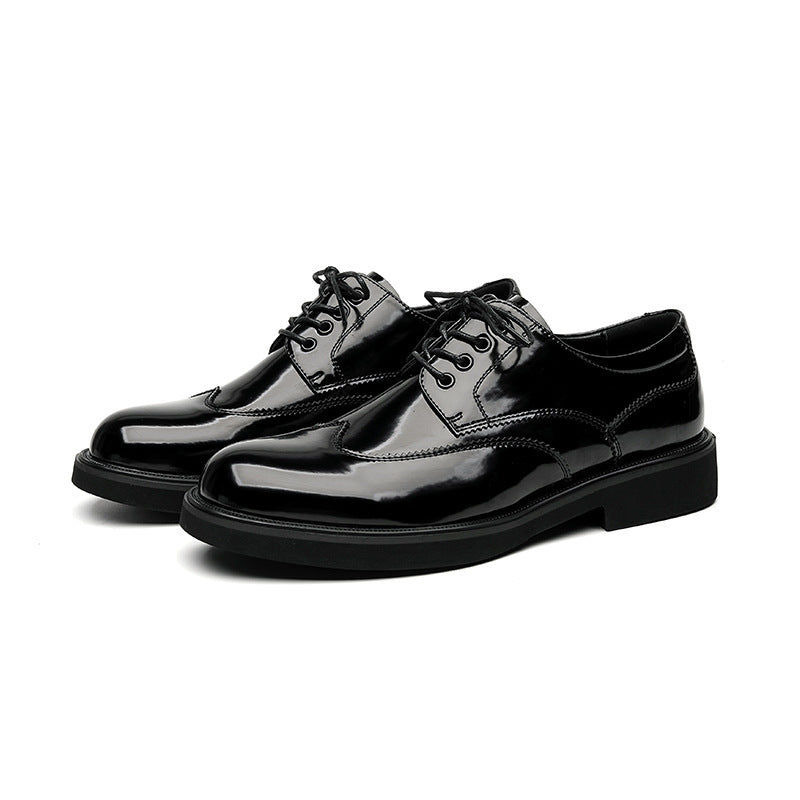 Mid-top British Patent Leather Shoes Big Toe All-match
