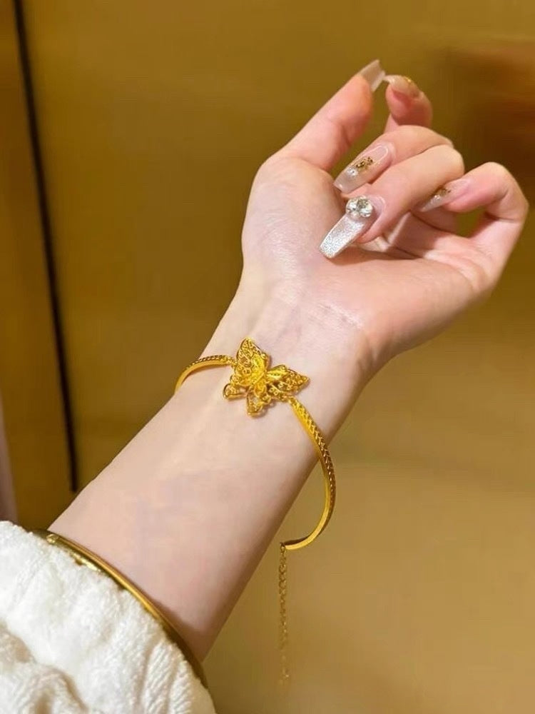 Ancient Silk Butterfly New Chinese Retro Hemp Pattern Half Bracelet Bracelet