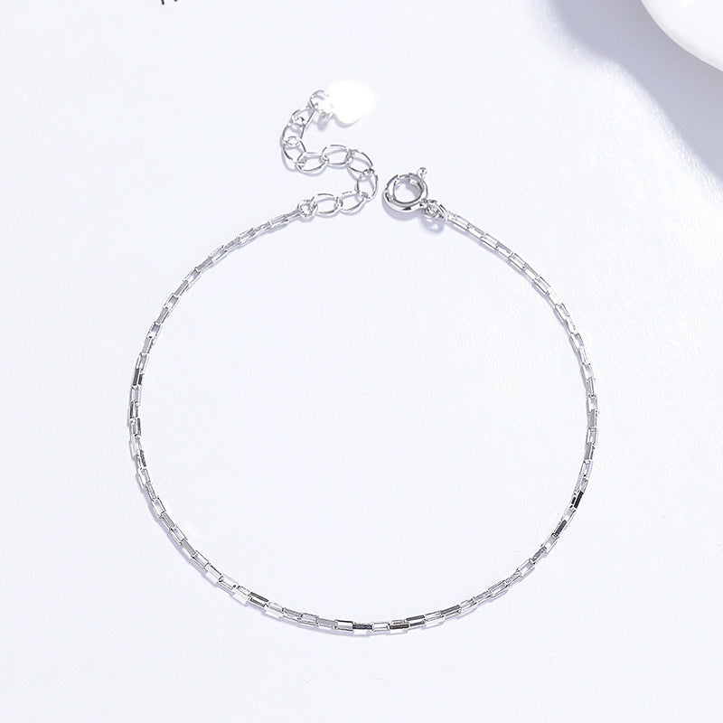 925 Sterling Silver Square Buckle Bracelet For Women Summer