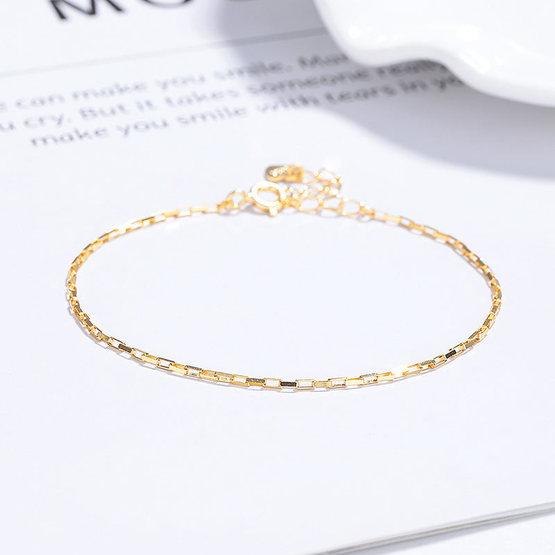 925 Sterling Silver Square Buckle Bracelet For Women Summer