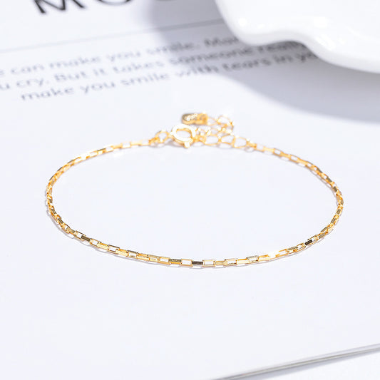 925 Sterling Silver Square Buckle Bracelet For Women Summer