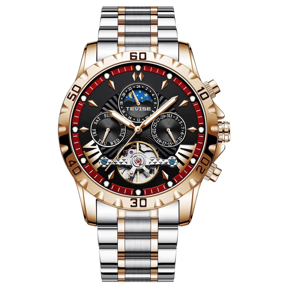 Fashion Business Men's Waterproof Tourbillon Steel Belt Mechanical Watch