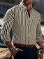Ins Stripe Printed Long Sleeve Shirt Men Fashion Casual Lapel Button Top Clothing