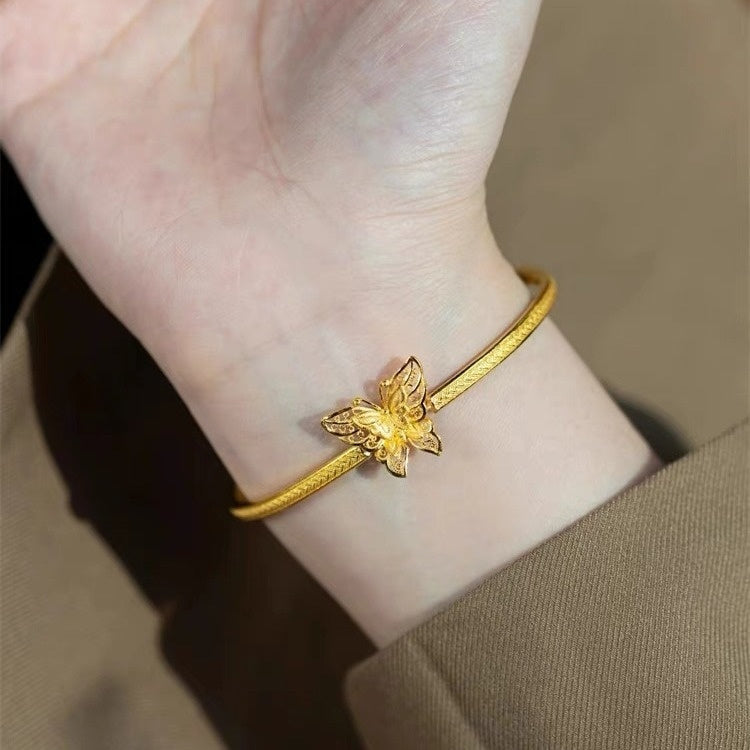 Ancient Silk Butterfly New Chinese Retro Hemp Pattern Half Bracelet Bracelet