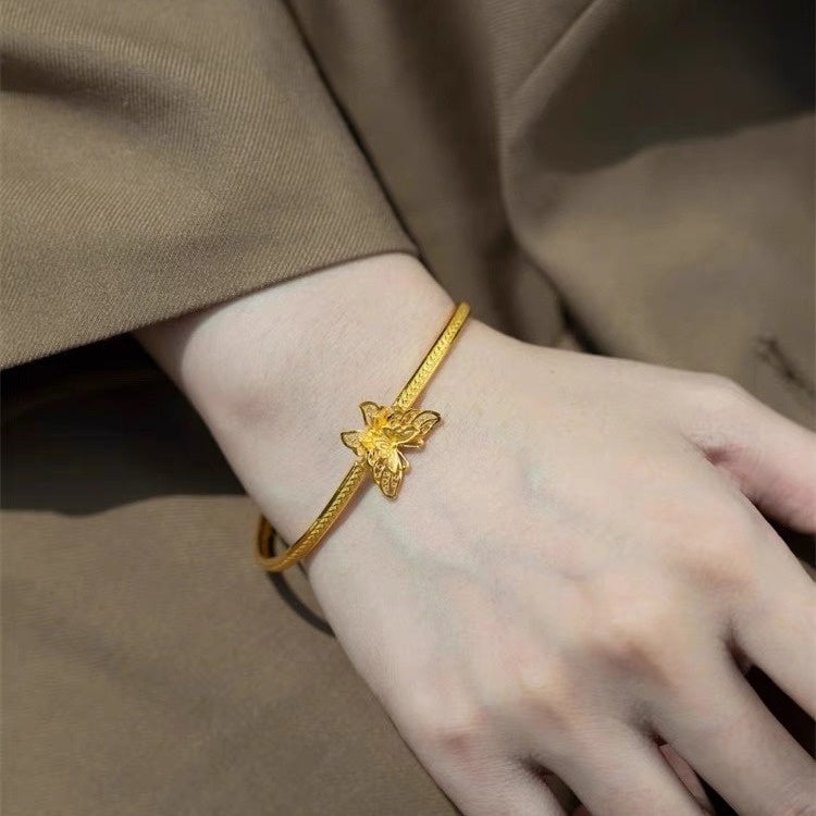 Ancient Silk Butterfly New Chinese Retro Hemp Pattern Half Bracelet Bracelet