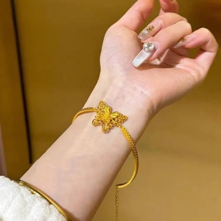 Ancient Silk Butterfly New Chinese Retro Hemp Pattern Half Bracelet Bracelet