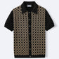 Summer Tencel Short-sleeved Sweater Lapel Jacquard Cardigan For Men