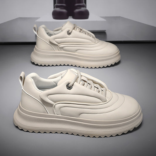 Versatile Student PU Leather Sports Height Increasing Leisure Thick Bottom Bread Shoes