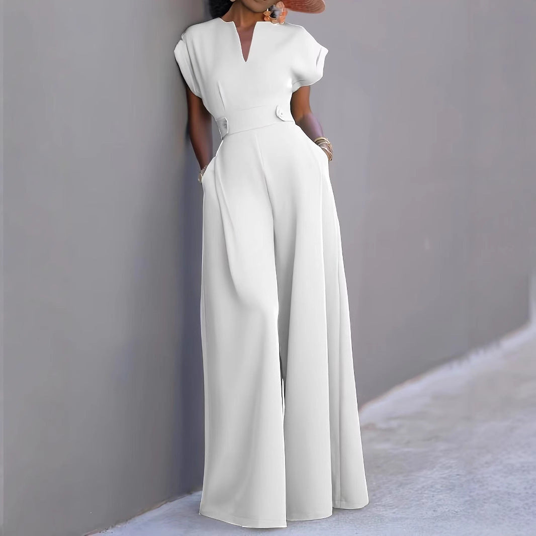 Graceful And Fashionable Solid Color High Waist Wide Leg Pants