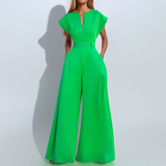 Graceful And Fashionable Solid Color High Waist Wide Leg Pants
