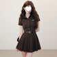 Women's Retro American Temperament Overall Short Sleeve Dress