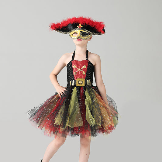 Halloween Pirates Of The Caribbean Costume Sequin Gauze Girls Dress Costumes