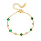 Fashion Gold-plated Titanium Steel Square Emerald Inlaid Rhinestone Bracelet