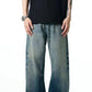 Fashion Blue Washed Worn Jeans Men