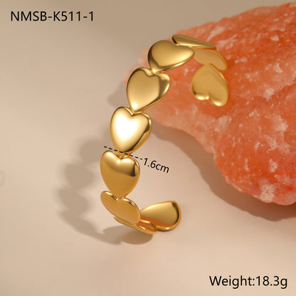 Heart-shaped Five-pointed Star Bracelet Does Not Fade Gold-plated Delicate Opening