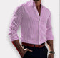 Ins Stripe Printed Long Sleeve Shirt Men Fashion Casual Lapel Button Top Clothing