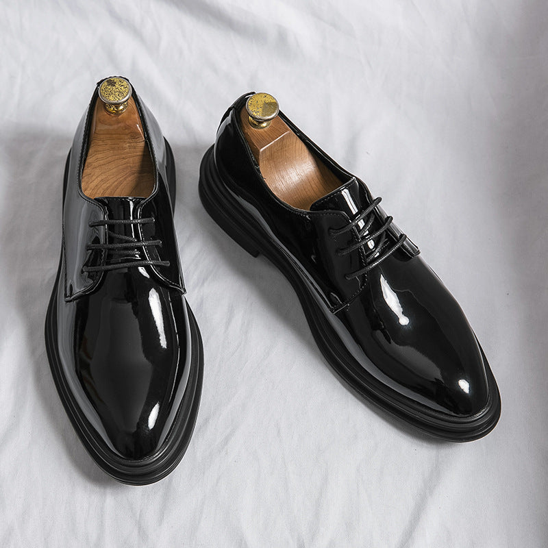 Glossy Pointed Business Leather Shoes Men's British Fashion