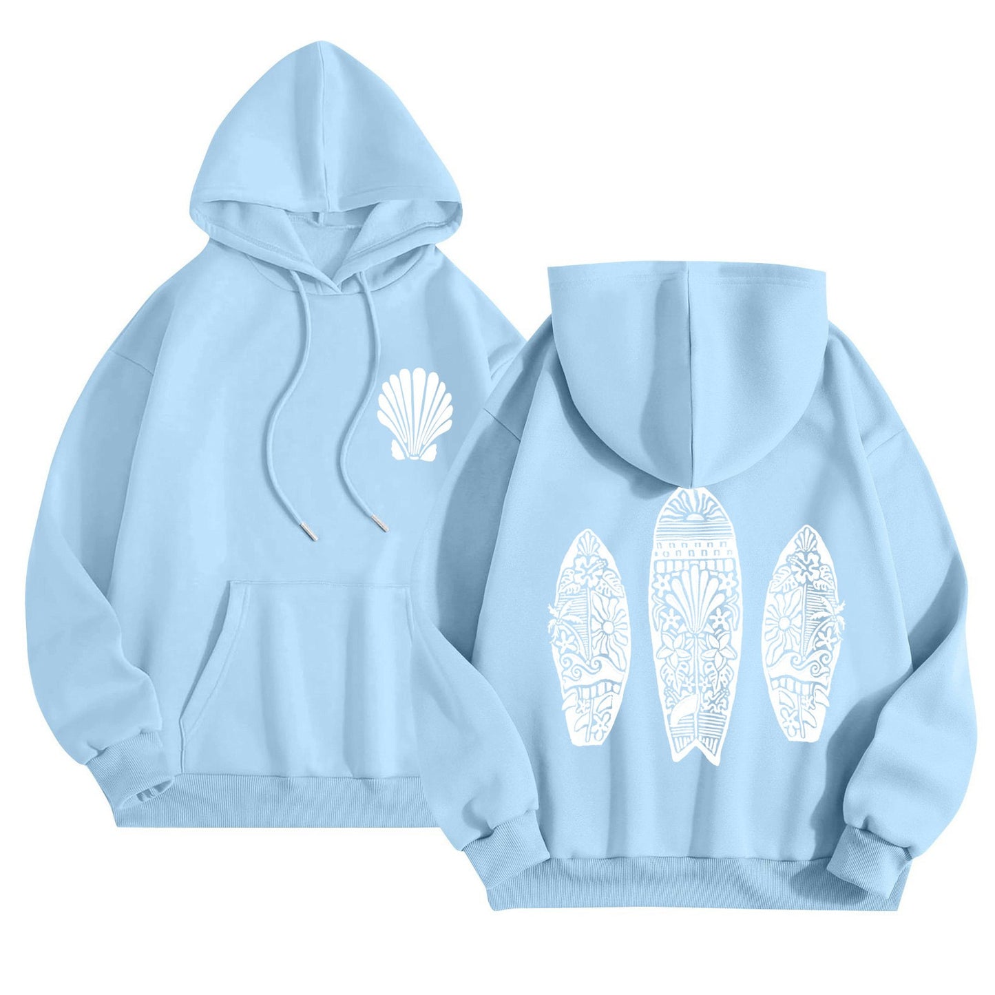 Simple Floral Letter Printing Drop-shoulder Sleeve Ladies Hoodie