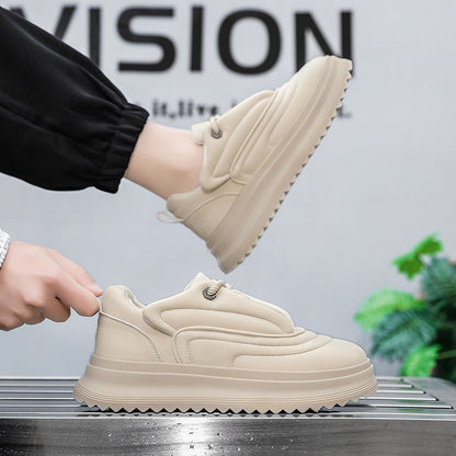 Versatile Student PU Leather Sports Height Increasing Leisure Thick Bottom Bread Shoes