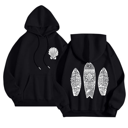 Simple Floral Letter Printing Drop-shoulder Sleeve Ladies Hoodie